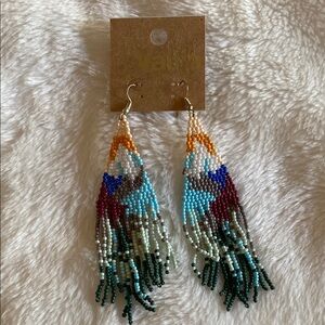 NWT Valija Boho Chic Fringe Colorful Beaded Earrings